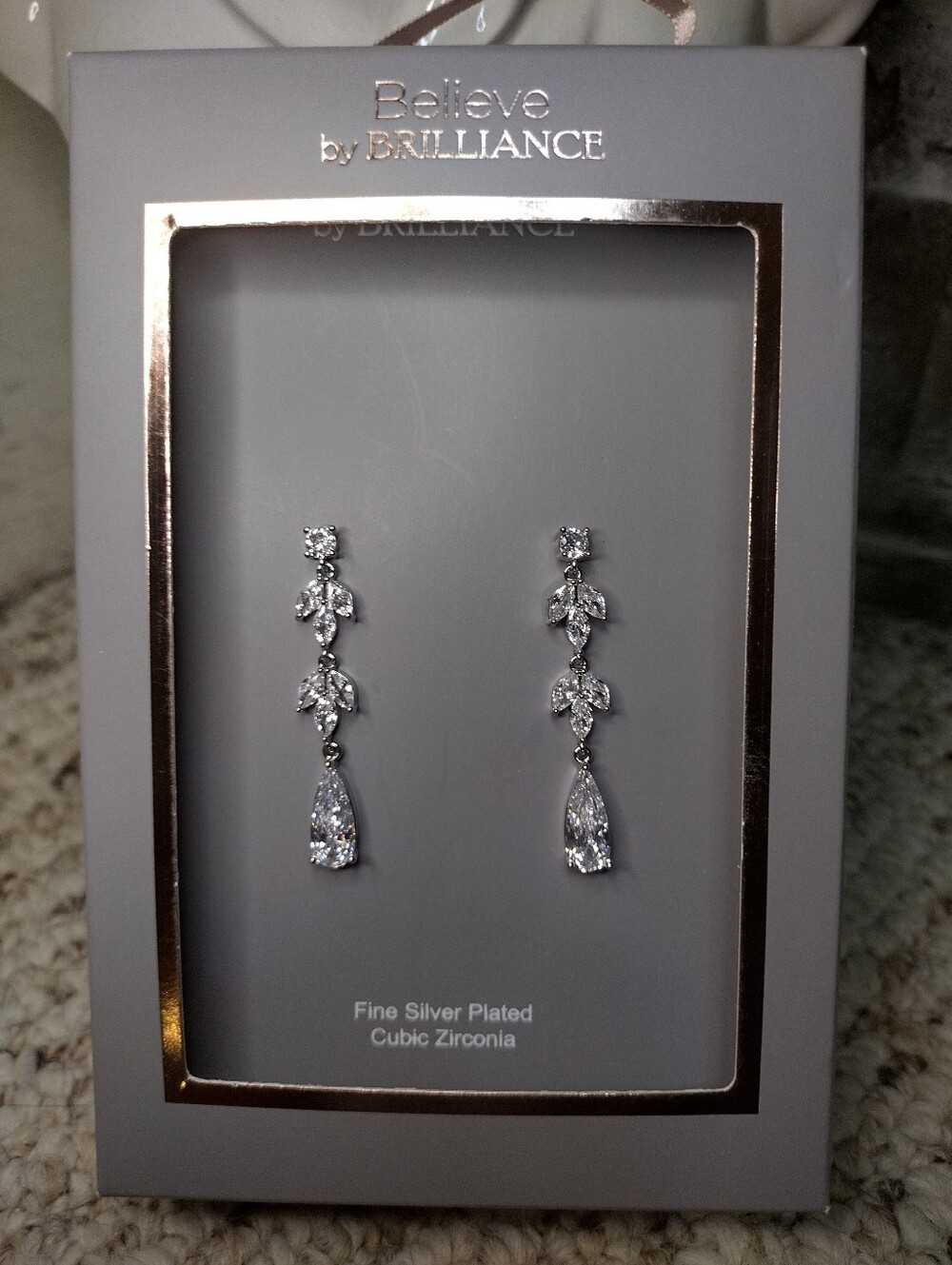 Believe By Brilliance Sparkly Silver Plated Cubic Zirconia Drop Earrings